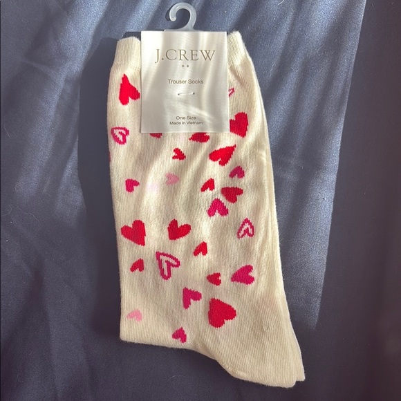 J. Crew Other - J. Crew Cream Trouser Socks with Red and Pink Hearts